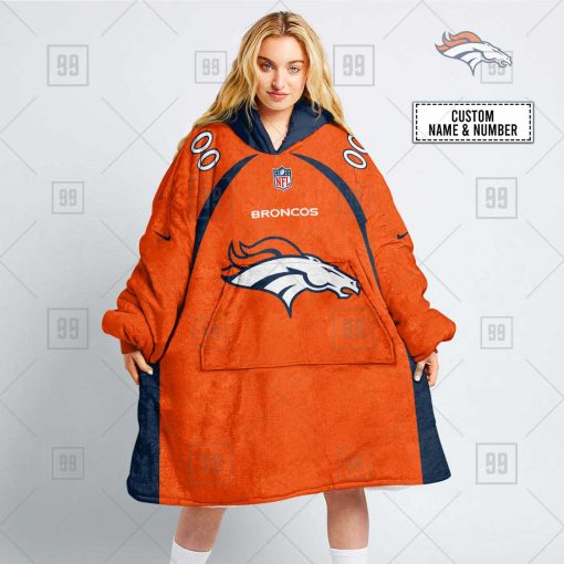 Personalized NFL Denver Broncos Oodie, Flanket, Blanket Hoodie, Snuggie | SuperGift99