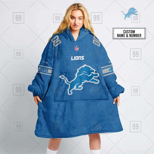 Personalized NFL Detroit Lions Oodie, Flanket, Blanket Hoodie, Snuggie | SuperGift99