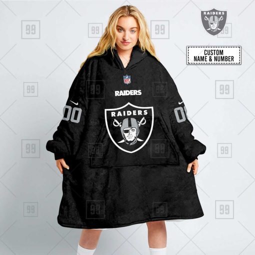 Personalized NFL Las Vegas Raiders Oodie, Flanket, Blanket Hoodie, Snuggie | SuperGift99