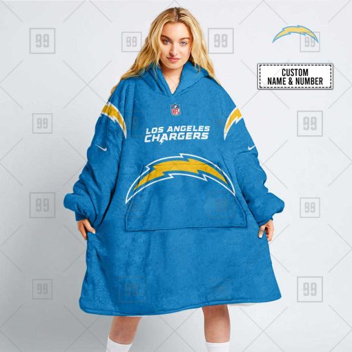 Personalized NFL Los Angeles Chargers Oodie, Flanket, Blanket Hoodie, Snuggie | SuperGift99