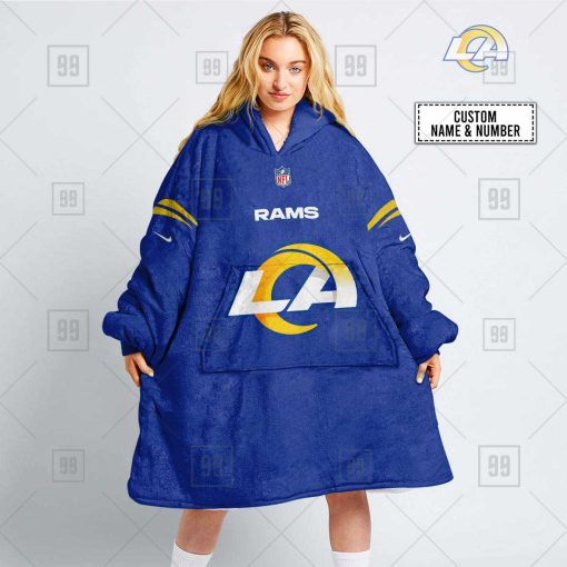 Personalized NFL Los Angeles Rams Oodie, Flanket, Blanket Hoodie, Snuggie | SuperGift99