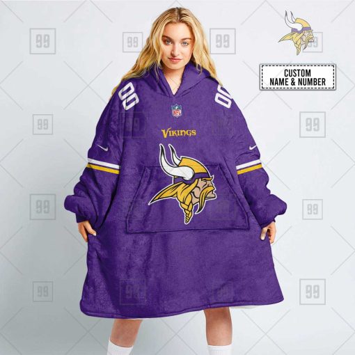 Personalized NFL Minnesota Vikings Oodie, Flanket, Blanket Hoodie, Snuggie | SuperGift99