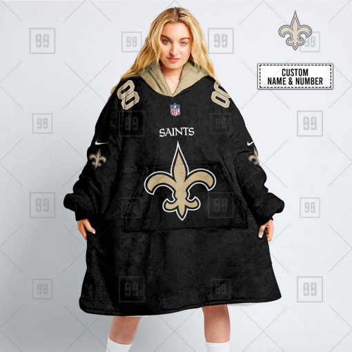 Personalized NFL New Orleans Saints Oodie, Flanket, Blanket Hoodie, Snuggie | SuperGift99