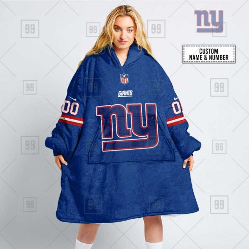 Personalized NFL New York Giants Oodie, Flanket, Blanket Hoodie, Snuggie | SuperGift99