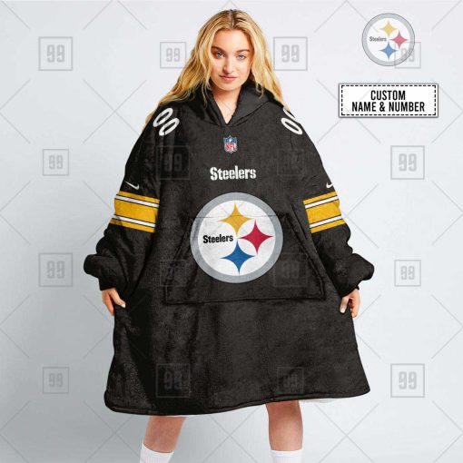 Personalized NFL Pittsburgh Steelers Oodie, Flanket, Blanket Hoodie, Snuggie | SuperGift99