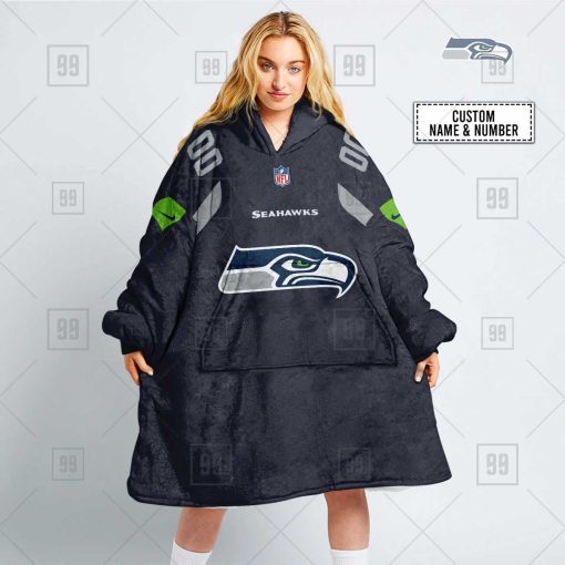 Personalized NFL Seattle Seahawks Oodie, Flanket, Blanket Hoodie, Snuggie | SuperGift99