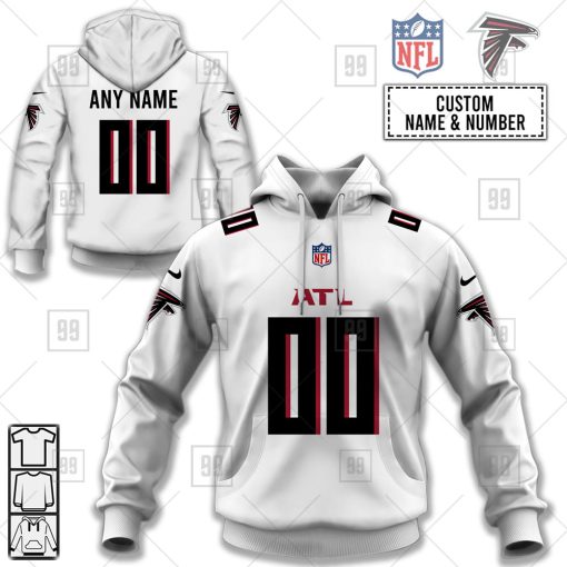 Personalized NFL Atlanta Falcons Road Jersey Hoodie | SuperGift99