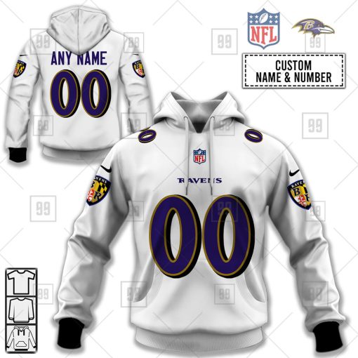 Personalized NFL Baltimore Ravens Road Jersey Hoodie | SuperGift99