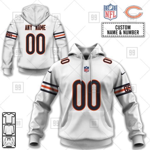 Personalized NFL Chicago Bears Road Jersey Hoodie | SuperGift99