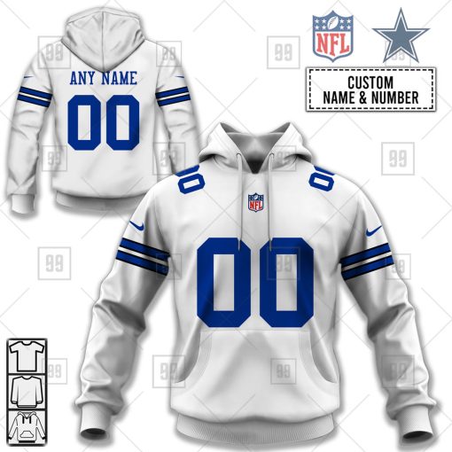 Personalized NFL Dallas Cowboys Road Jersey Hoodie | SuperGift99