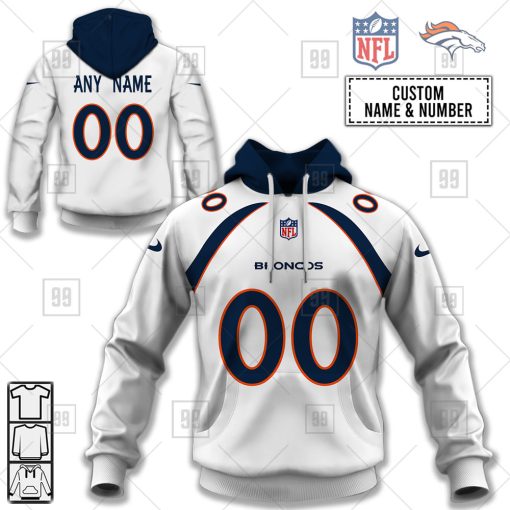 Personalized NFL Denver Broncos Road Jersey Hoodie | SuperGift99