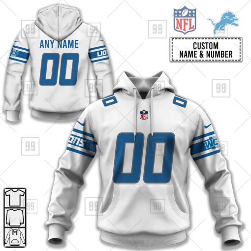 Personalized NFL Detroit Lions Road Jersey Hoodie | SuperGift99