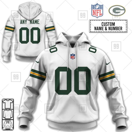 Personalized NFL Green Bay Packers Road Jersey Hoodie | SuperGift99