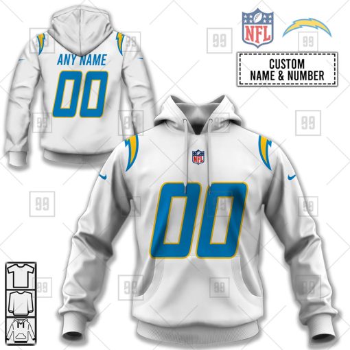Personalized NFL Los Angeles Chargers Road Jersey Hoodie | SuperGift99