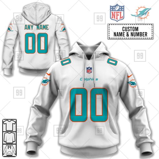 Personalized NFL Miami Dolphins Road Jersey Hoodie | SuperGift99