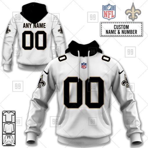 Personalized NFL New Orleans Saints Road Jersey Hoodie | SuperGift99