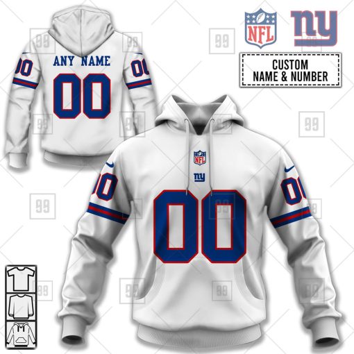 Personalized NFL New York Giants Road Jersey Hoodie | SuperGift99