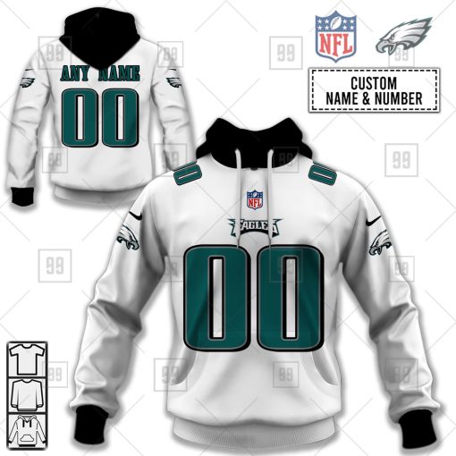 Personalized NFL Philadelphia Eagles Road Jersey Hoodie | SuperGift99