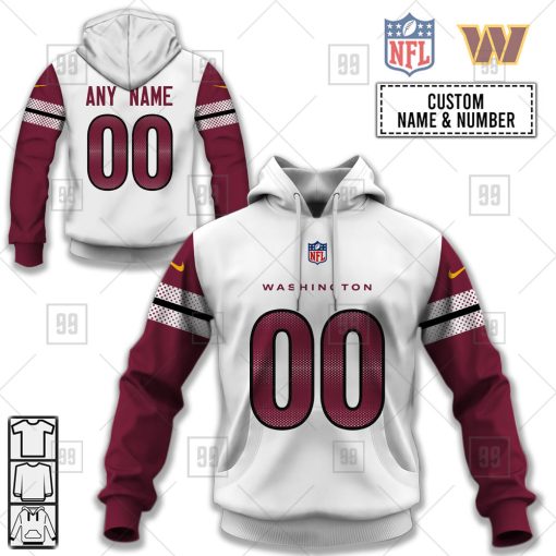 Personalized NFL Washington Commanders Road Jersey Hoodie | SuperGift99