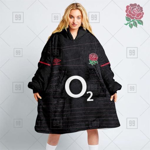 Personalized England Rugby Jersey Style – Black Oodie, Flanket, Blanket Hoodie, Snuggie | CoolGift99