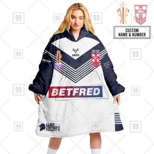 Personalized Rugby League World Cup 2022 – England Rugby League Jersey Oodie, Flanket, Blanket Hoodie, Snuggie | SuperGift99