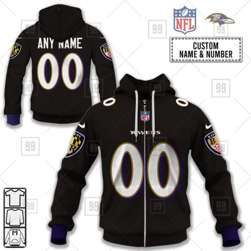 Personalized NFL Baltimore Ravens Alternate Jersey Hoodie | SuperGift99
