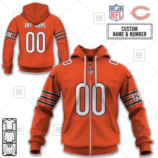 Personalized NFL Chicago Bears Alternate Jersey Hoodie | SuperGift99