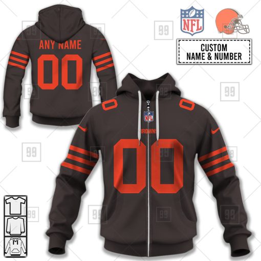 Personalized NFL Cleveland Browns Alternate Jersey Hoodie | SuperGift99