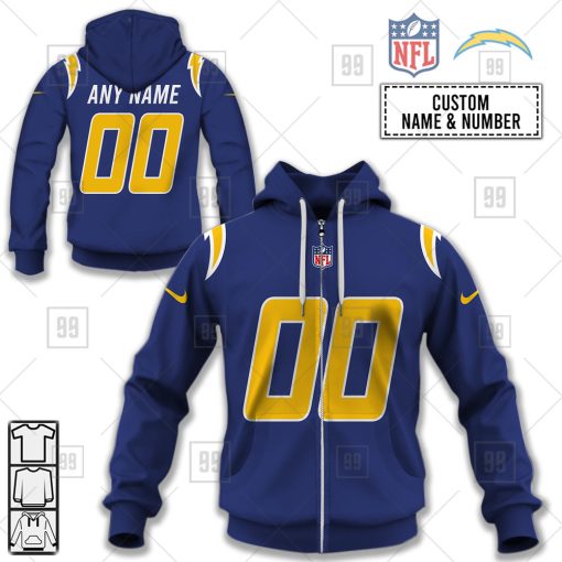Personalized NFL Los Angeles Chargers Alternate Jersey Hoodie | SuperGift99