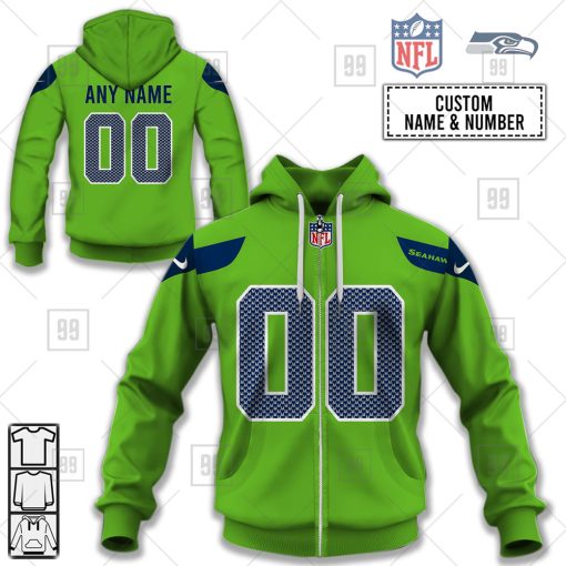 Personalized NFL Seattle Seahawks Alternate 02 Jersey Hoodie | SuperGift102