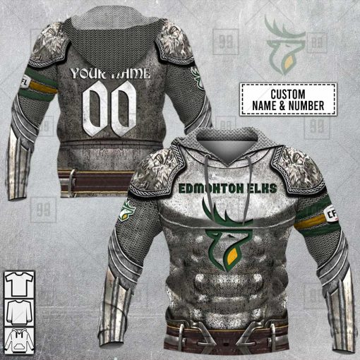 Personalized CFL Edmonton Elks Knight Armor Hoodie | CoolGift101