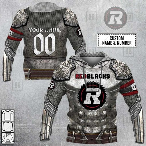 Personalized CFL Ottawa Redblacks Knight Armor Hoodie | CoolGift104