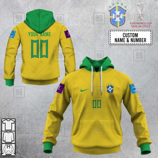 Personalized FIFA World Cup 2022 Brazil Football 3D Hoodie Jersey | SuperGift99