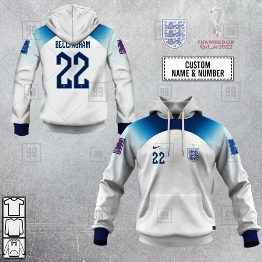 Personalized FIFA World Cup 2022 England Football 3D Hoodie Jersey | SuperGift99