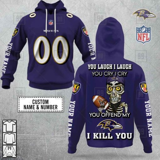 Personalized NFL Baltimore Ravens You Laugh Jersey I Laugh Hoodie | SuperGift99