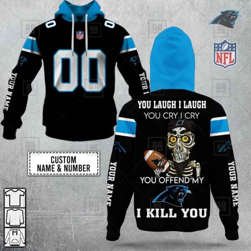Personalized NFL Carolina Panthers You Laugh I Laugh Jersey Hoodie | SuperGift99