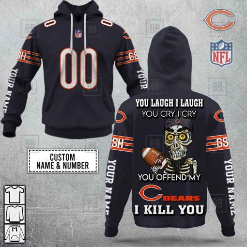 Personalized NFL Chicago Bears You Laugh I Laugh Jersey Hoodie | SuperGift99