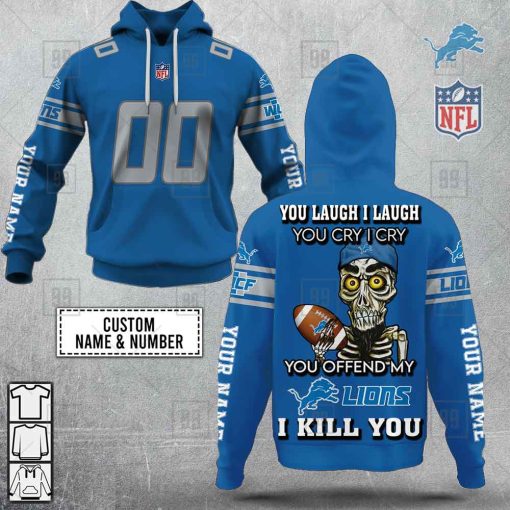 Personalized NFL Detroit Lions You Laugh I Laugh Jersey Hoodie | SuperGift99