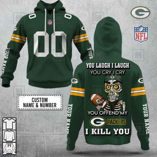 Personalized NFL Green Bay Packers You Laugh I Laugh Jersey Hoodie | SuperGift99