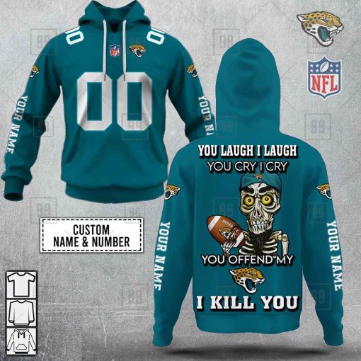 Personalized NFL Jacksonville Jaguars You Laugh I Laugh Jersey Hoodie | SuperGift99