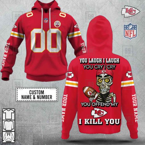 Personalized NFL Kansas City Chiefs You Laugh I Laugh Jersey Hoodie | SuperGift99