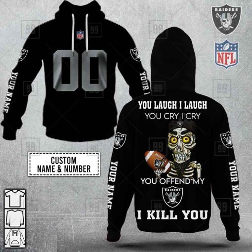 Personalized NFL Las Vegas Raiders You Laugh I Laugh Jersey Hoodie | SuperGift99