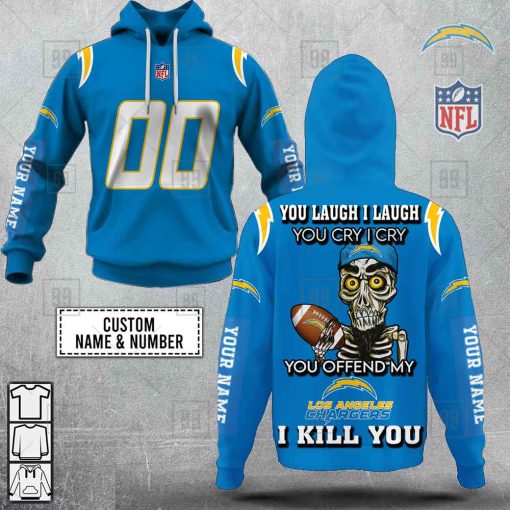 Personalized NFL Los Angeles Chargers You Laugh I Laugh Jersey Hoodie | SuperGift99