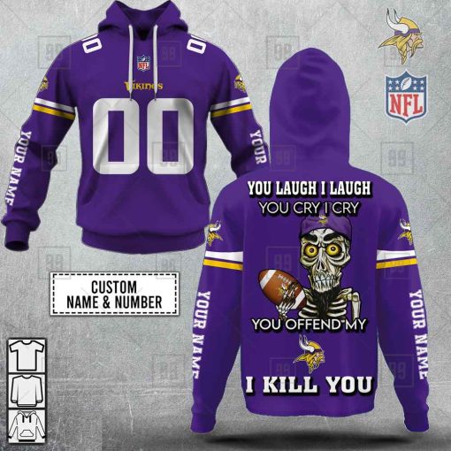 Personalized NFL Minnesota Vikings You Laugh I Laugh Jersey Hoodie | SuperGift99