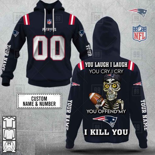 Personalized NFL New England Patriots You Laugh I Laugh Jersey Hoodie | SuperGift99