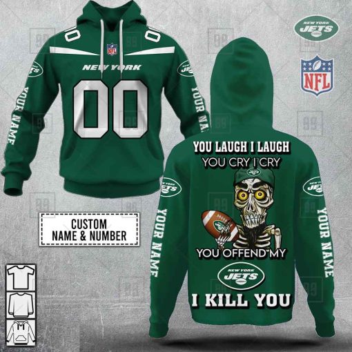 Personalized NFL New York Jets You Laugh I Laugh Jersey Hoodie | SuperGift99