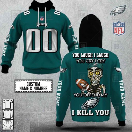 Personalized NFL Philadelphia Eagles You Laugh I Laugh Jersey Hoodie | SuperGift99