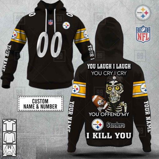 Personalized NFL Pittsburgh Steelers You Laugh I Laugh Jersey Hoodie | SuperGift99