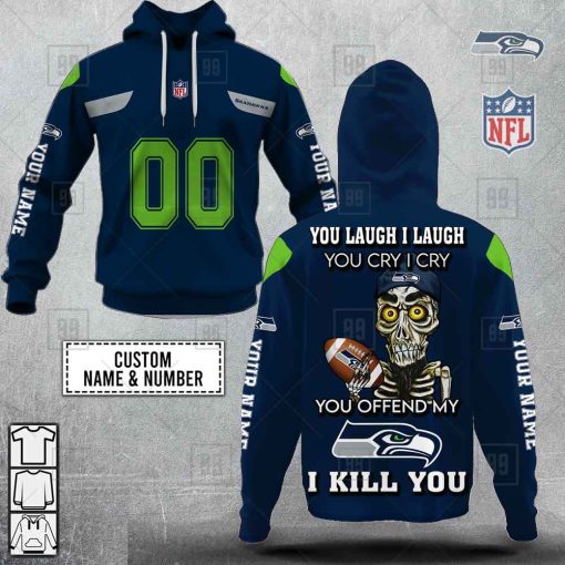 Personalized NFL Seattle Seahawks You Laugh I Laugh Jersey Hoodie | SuperGift99