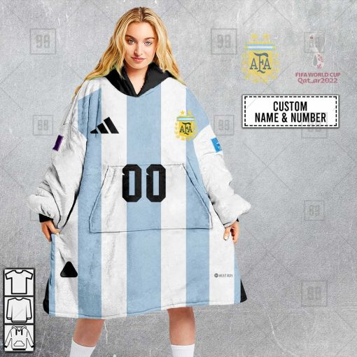 Personalized FIFA World Cup 2022 Argentina Football JERSEY 2022 Oodie, Flanket, Blanket Hoodie, Snuggie | SuperGift99